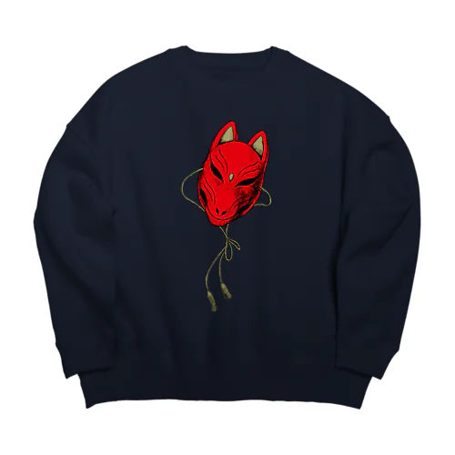 狐面祝言柄_赤面 Big Crew Neck Sweatshirt