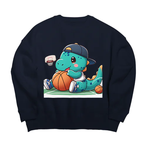 バスケ恐竜 Big Crew Neck Sweatshirt