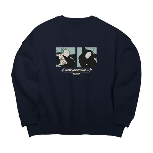 Cats【grooming】 Big Crew Neck Sweatshirt