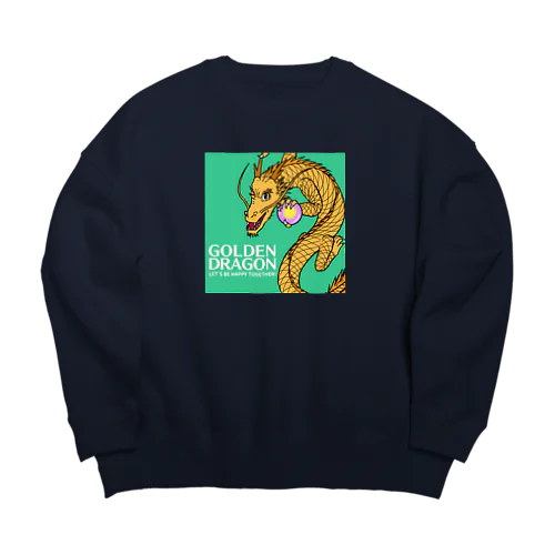 幸せの金龍さん（緑） Big Crew Neck Sweatshirt