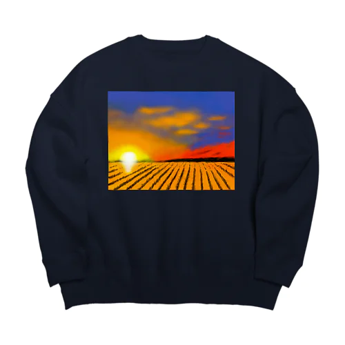 田んぼと夕焼け Big Crew Neck Sweatshirt