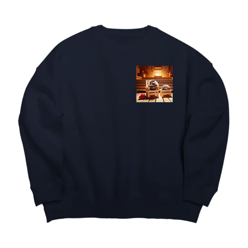 サウナでくつろぐ親子ハリネズミ♨ Big Crew Neck Sweatshirt