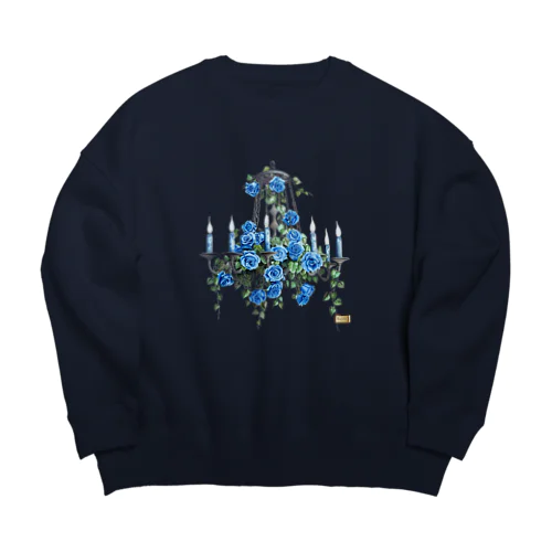 Flower chandelier 青いバラ Big Crew Neck Sweatshirt