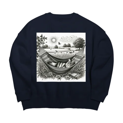 猫ちゃん　のんびりハンモック Big Crew Neck Sweatshirt