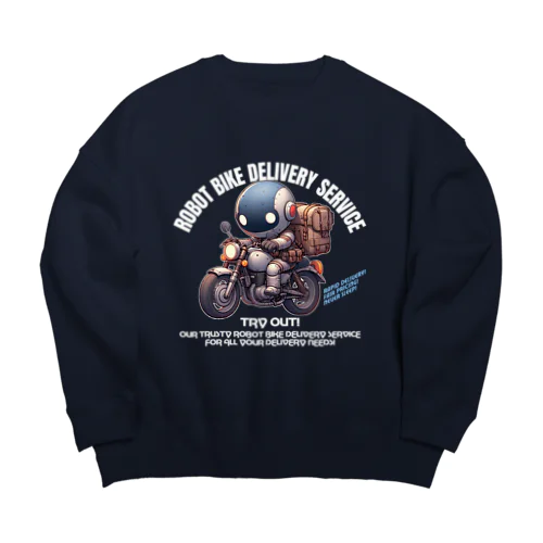 ロボットバイク便(濃色用) Big Crew Neck Sweatshirt