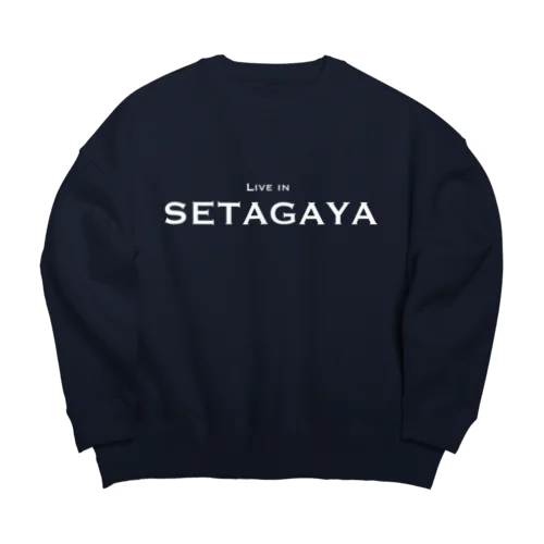 世田谷グッズ　ホワイトlive in setagaya ロゴ Big Crew Neck Sweatshirt