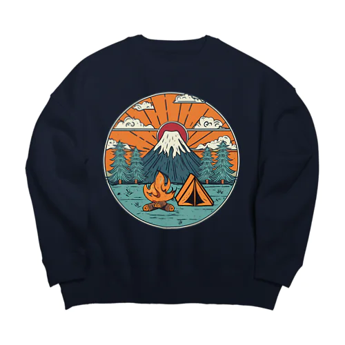 富士山とキャンプ Big Crew Neck Sweatshirt