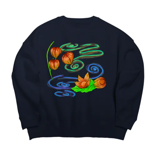 枝つきホオズキ 水紋（和柄）その2 Big Crew Neck Sweatshirt