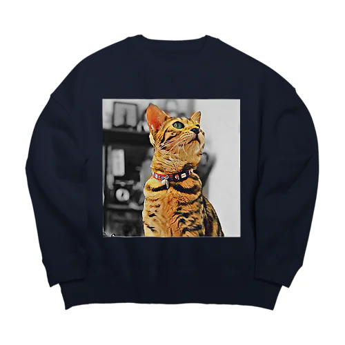 おすまし顔のこむぎさん Big Crew Neck Sweatshirt