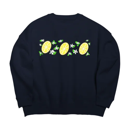 スライスレモンとレモンの花 Big Crew Neck Sweatshirt