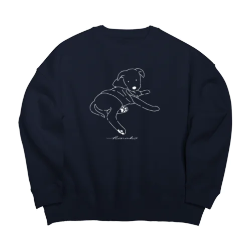 こいぬ　白 Big Crew Neck Sweatshirt