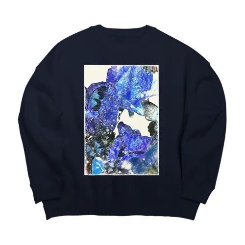 Glow in the night Blue butterfly Big Crew Neck Sweatshirt