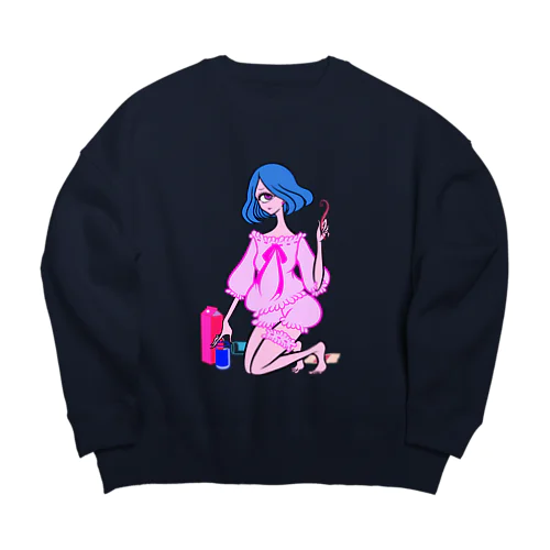 リモート飲み会単眼ちゃん Big Crew Neck Sweatshirt