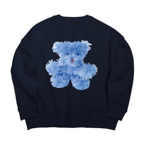 手作りテディベア　ブルー Big Crew Neck Sweatshirt