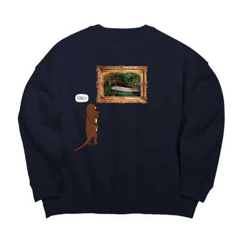 絵画鑑賞するカワウソ Big Crew Neck Sweatshirt