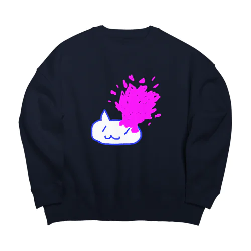 溢血（ねこ部分白ver） Big Crew Neck Sweatshirt