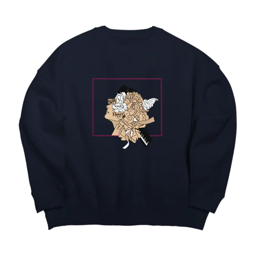 Happy flower(illustration ver) Big Crew Neck Sweatshirt