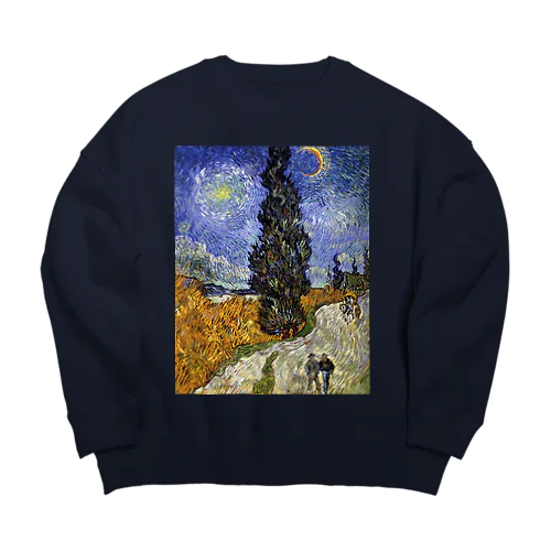 糸杉と星の見える道-フィンセント・ファン・ゴッホ Big Crew Neck Sweatshirt