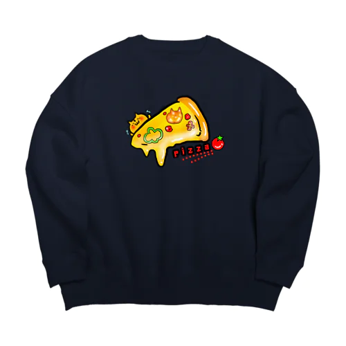 ねこピザ① Big Crew Neck Sweatshirt