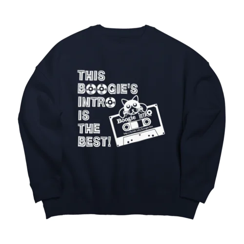 猫とカセット白プリ Big Crew Neck Sweatshirt