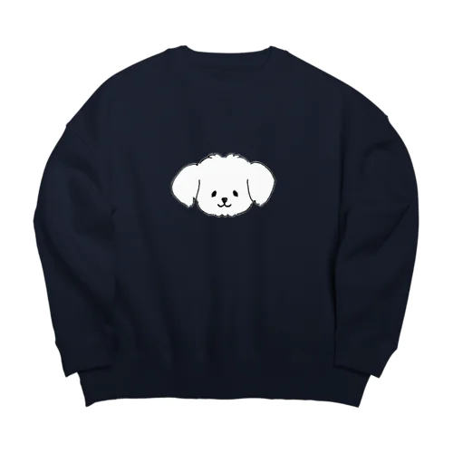 白い犬マルチーズ Big Crew Neck Sweatshirt