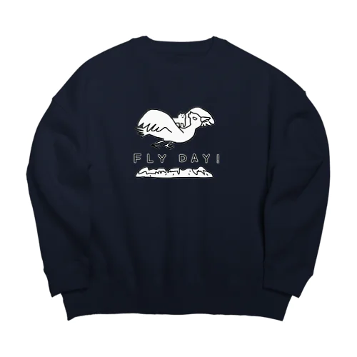 鳥とネコのフライデー（濃い色用） Big Crew Neck Sweatshirt