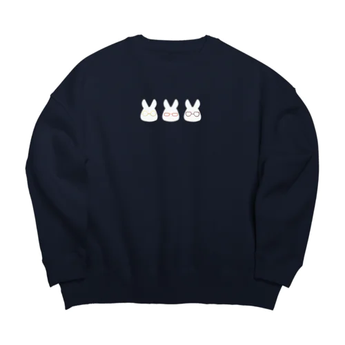 めがねうさぎ(三つ子) Big Crew Neck Sweatshirt