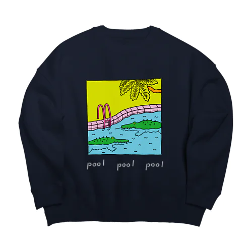 pool ワニ 白文字 Big Crew Neck Sweatshirt