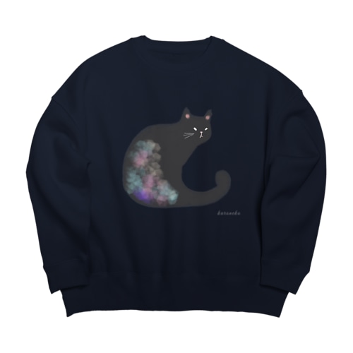 クロネコ 水彩 Big Crew Neck Sweatshirt