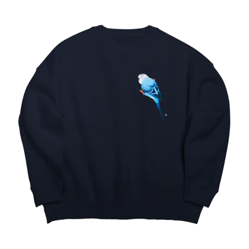 しがみつきインコ 青 ・ 影なし Big Crew Neck Sweatshirt