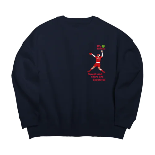 we love Softballスマホサイズ Big Crew Neck Sweatshirt