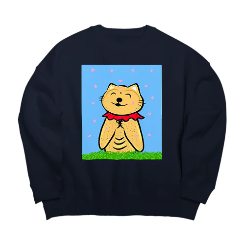 猫地蔵 Big Crew Neck Sweatshirt