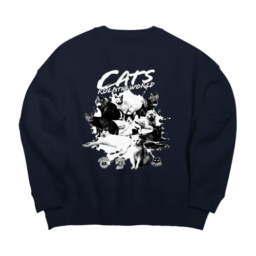 猫が世界を支配する（黒） Big Crew Neck Sweatshirt