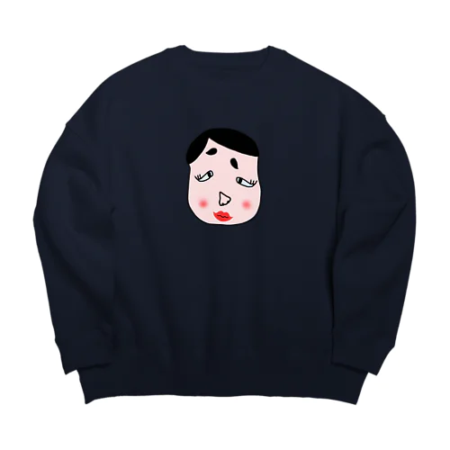 ネオ福笑い 頬を赤らめて Big Crew Neck Sweatshirt