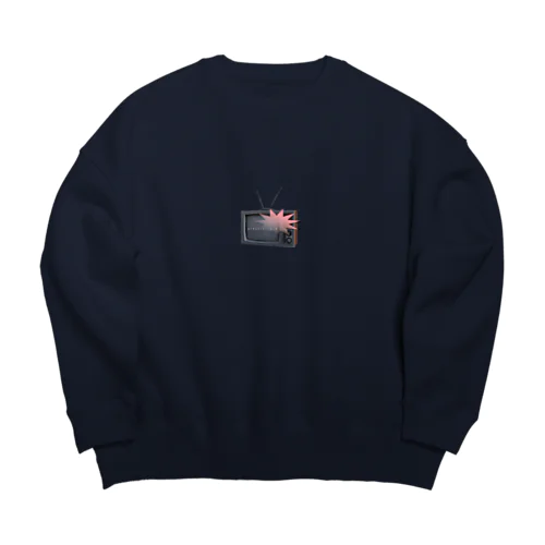 モノクロテレビ - black and white TV Big Crew Neck Sweatshirt