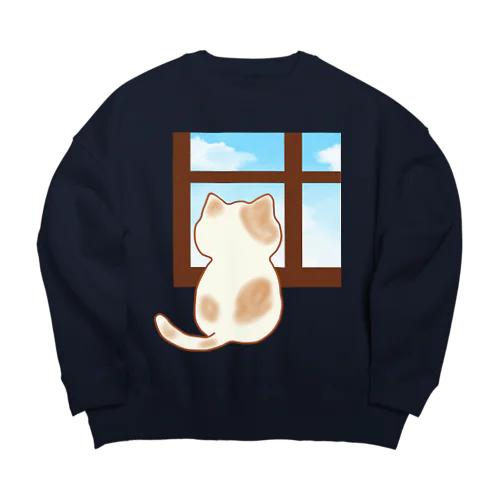 猫 〜窓辺のひととき〜 Big Crew Neck Sweatshirt