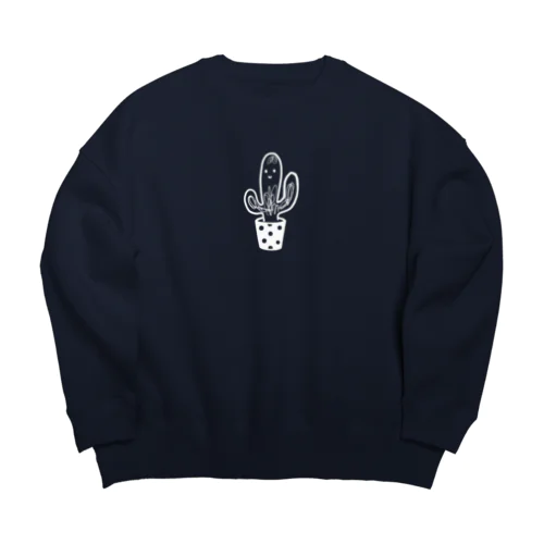 毛深サボテン（白） Big Crew Neck Sweatshirt