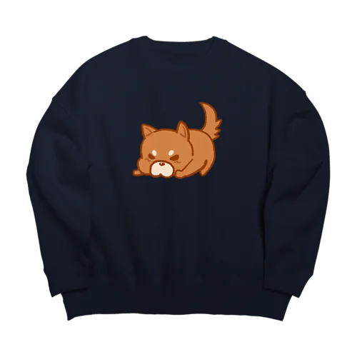 おこりんぼしば（茶） Big Crew Neck Sweatshirt