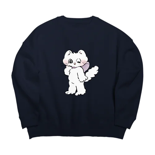 猫のウインク Big Crew Neck Sweatshirt