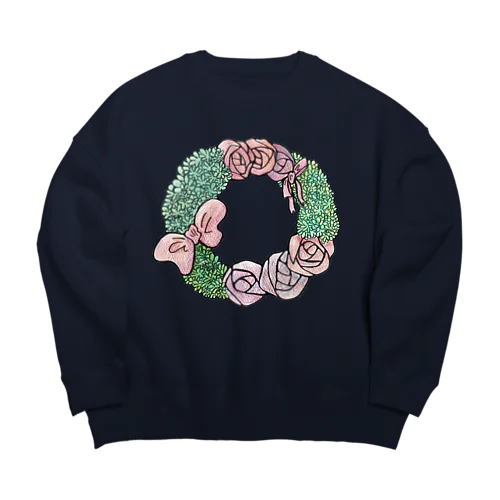 リボンと薔薇のリース Big Crew Neck Sweatshirt