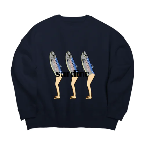 魚の人(いわし) Big Crew Neck Sweatshirt