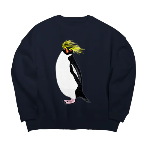 　風に吹かれるイワトビペンギンさん(文字無しバージョン Big Crew Neck Sweatshirt