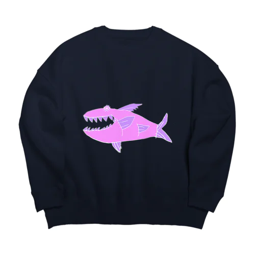 シャークくんピンク Big Crew Neck Sweatshirt