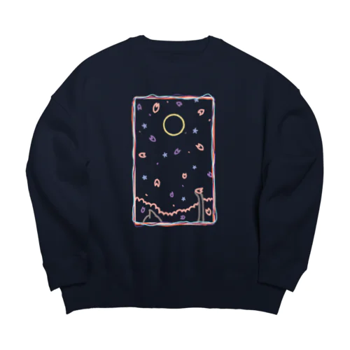 夜桜と散歩猫 Big Crew Neck Sweatshirt