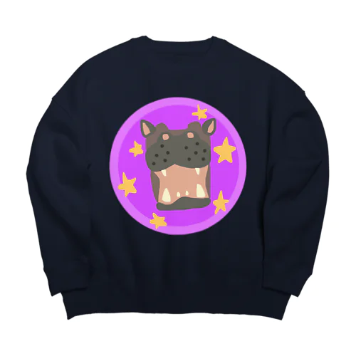 どうぶつYA応援アイコンカバさん Big Crew Neck Sweatshirt