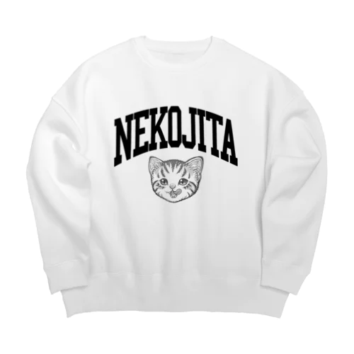 猫舌カミングアウト_グレー Big Crew Neck Sweatshirt