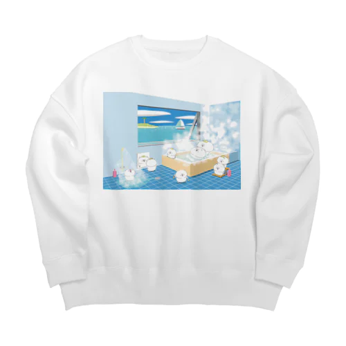 お風呂に入る猫達 Big Crew Neck Sweatshirt