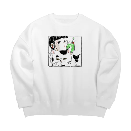 猫とメロンソーダ Big Crew Neck Sweatshirt