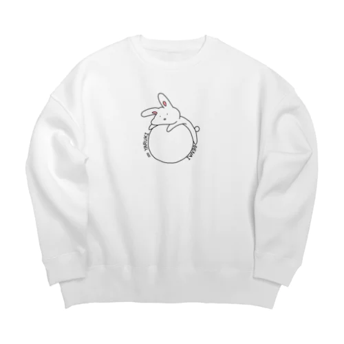 やる気が出ない半笑いうさぎ Big Crew Neck Sweatshirt