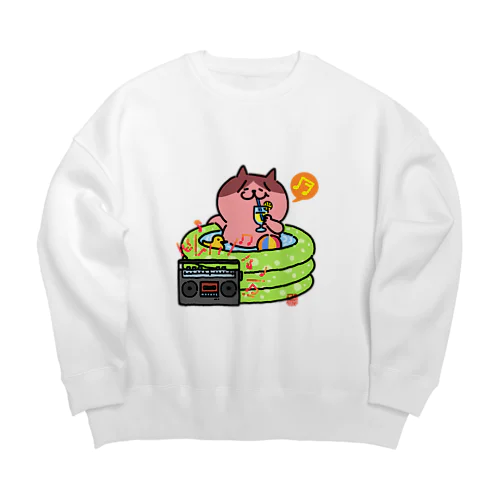 ビニールプールでまったり猫さん。 Big Crew Neck Sweatshirt